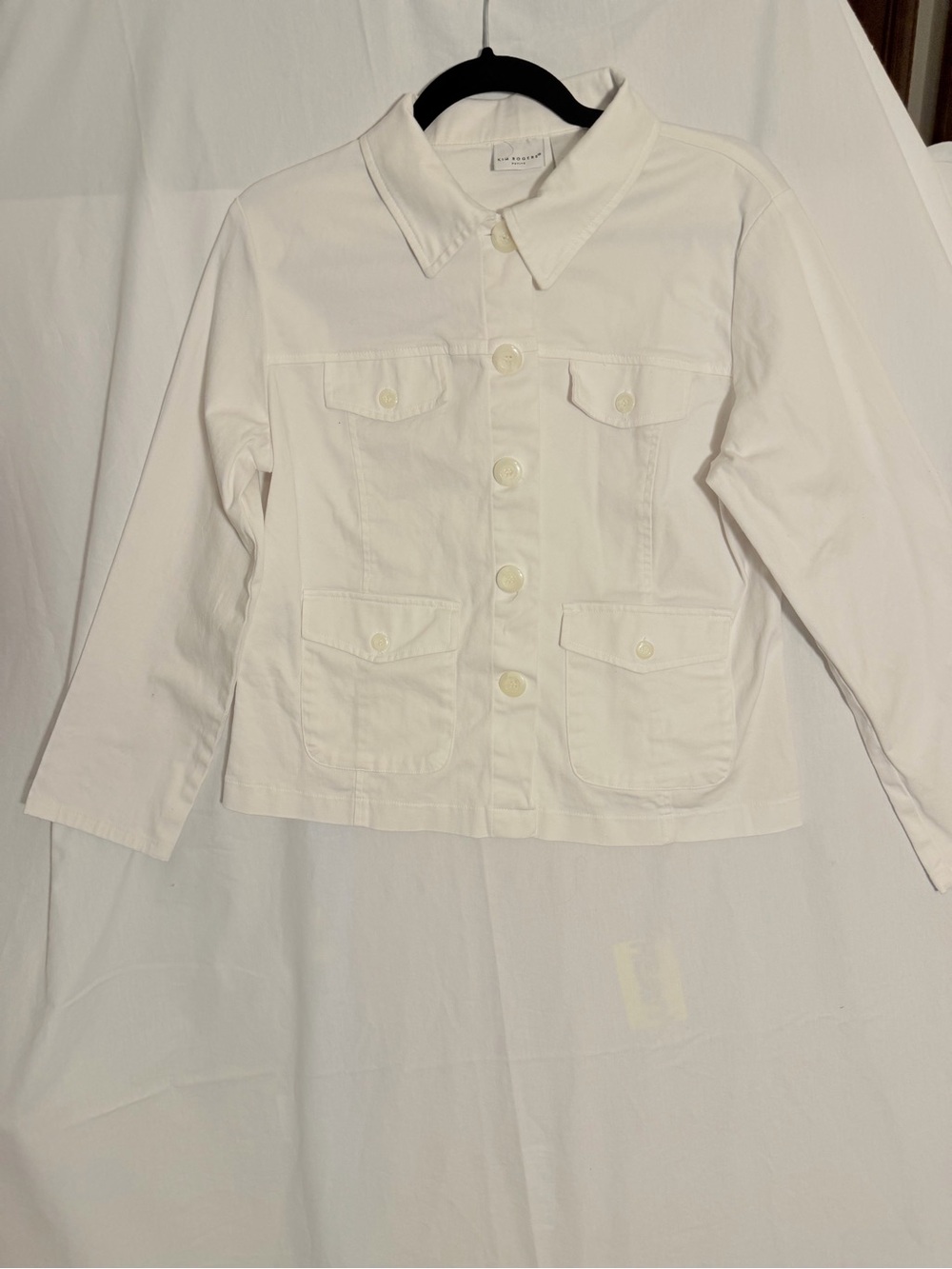 #374 Kim Rogers White Button-Front Womens Jacket Shirt